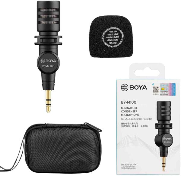 BOYA BY-M100 Ultracompact Condenser Microphone with 3.5mm TRS With 3 Year Warranty Plug