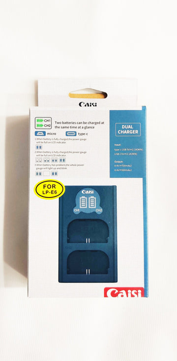 Caisi Dual Charger For Canon Lp-E6 Battery